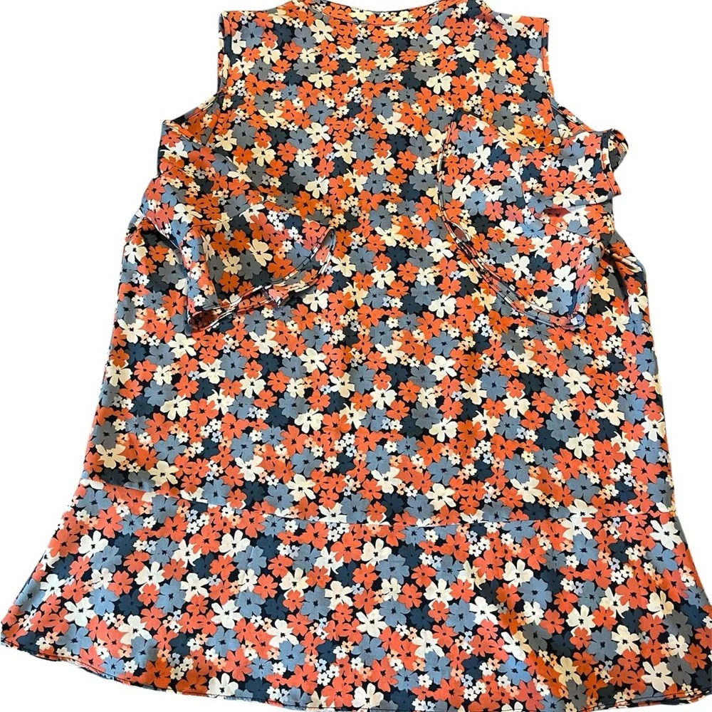 Michael Kors Coral and Blue Floral Cold Shoulder top with tie front - Picture 7 of 7